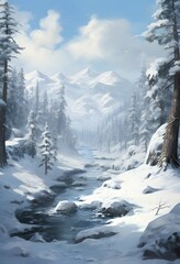 Obraz premium winter landscape with snow covered trees