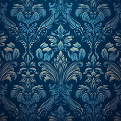 Blue Sumptuous Seamless Wallpaper Background Pattern