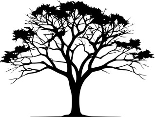 whole black tree isolated white background vector. Vector illustration