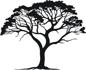 whole black tree isolated white background vector. Vector illustration