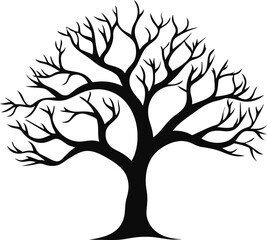 Tree with Roots Icon Vector illustration. Tree with branch leaves symbols or signs. Emblem isolated on white background, Flat style for graphic and silhouette, logo. EPS10 black pictogram.