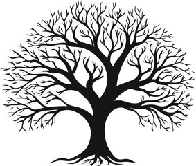 Flower love tree silhouette. Vector illustration