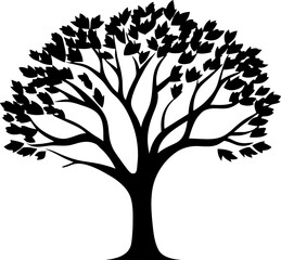 Beautiful vector tree silhouette outline vector icon for nature apps and websites