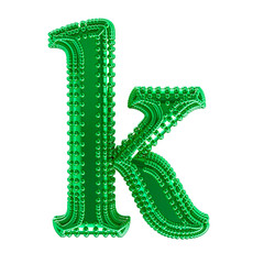 Small spheres on the green symbol. letter k