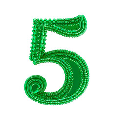 Small spheres on the green symbol. number 5
