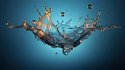 Poster Futuristic abstract water drop and splash. Capture the wonderful moment © Zahid