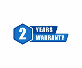 2 year warranty stamp badge isolated on white background. Two years warranty label	