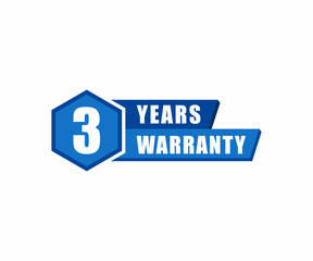 3 year warranty stamp badge isolated on white background. Three warranty label	