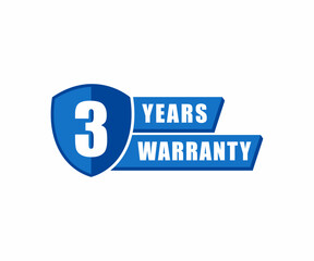 3 year warranty stamp badge isolated on white background. Three warranty label	