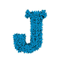 Symbol from blue leaves. letter j