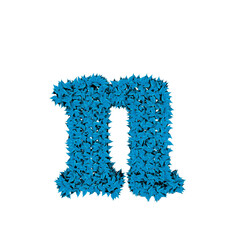 Symbol from blue leaves. letter n