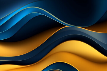 3d render of abstract wavy background with blue and yellow colors