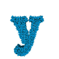 Symbol from blue leaves. letter y