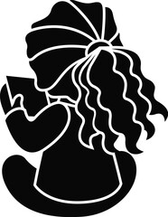 Cartoon Black and White Illustration Vector Of A Woman Sitting and Reading a Book