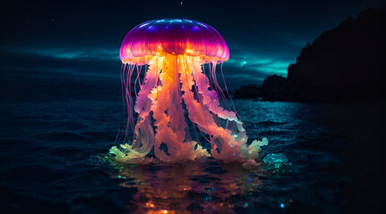 glowing floating jellyfish