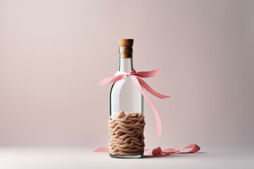 Naklejka premium white and pink bottle with tied cork without label. Generative AI