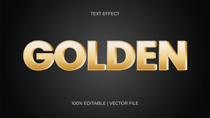 Fototapeta premium shiny golden metal 3d text effect editable eps vector with black background