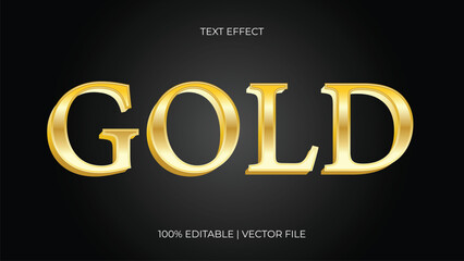 shiny gold metal 3d text effect editable eps vector with black background