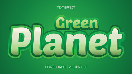 Editable text effect green planet 3d Cartoon template style premium vector