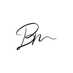 Handwritten Bn letter logo, letter B and n monogram logo template © Faiqotur