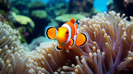 Naklejka na ściany i meble Clownfish on reef