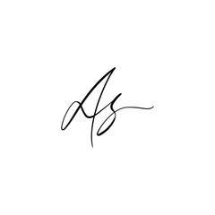 As handwritten logo, A s signature initials, letter A and s monogram logo template