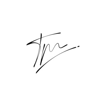 Handwritten tm letter logo, letter t and m monogram logo template