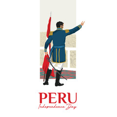 VECTORS. Editable banner for Peru Independence Day, July 28. Commemorates the liberation of Peru from Spain by José de San Martin