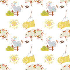 farm animals seamless pattern