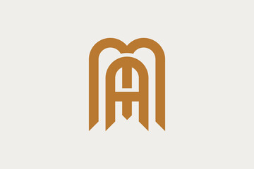 Initial letters M and A, MA, overlapping interlock logo, monogram line art style
