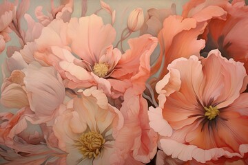 Stunning delicate floral artwork with a dreamy vibe. Generative AI