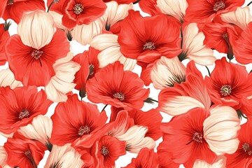 Floral pattern inspired by poppies for wallpaper. Generative AI