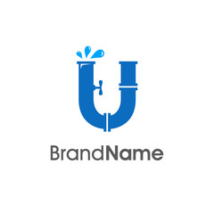 Modern Initial U Pipe and Water Logo © Snaidjer