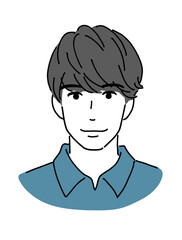 マッシュルームカットの若い男性