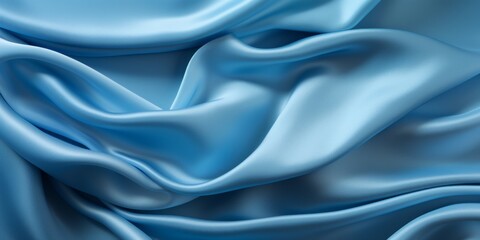 a sky blue silky satin fabric weave textile texture wallpaper background. soft and smooth. 2:1, 6000x3000 pixel. Generative AI - obrazy, fototapety, plakaty