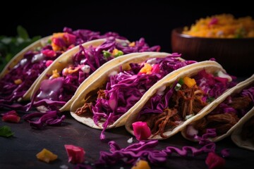 In this visually appealing photograph, a hardshell taco oozes with tender, slowcooked shredded beef. The meat is generously topped with melted jack cheese, creating a savory and indulgent
