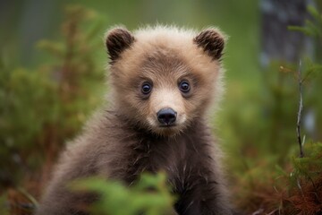 adorable bear cub. Generative AI