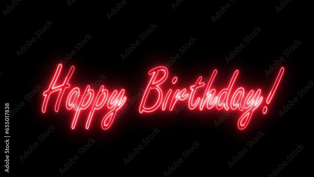 Aufkleber happy birthday text font with light. luminous and shimmering haze inside the letters of the text hap