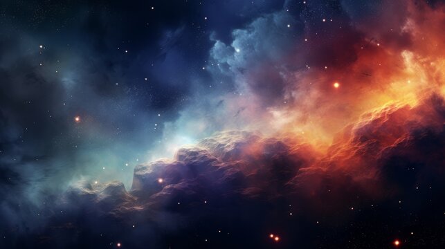 a beautiful view telescope view on space galaxy with stunning looking stars and planets of the universe. 4l, 16:9, desktop wallpaper background. Generative AI