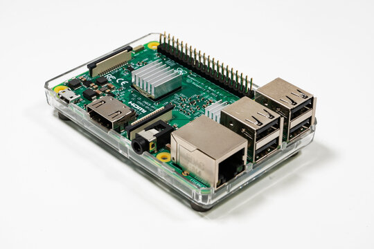 Lake Elsinore, CA, USA - September 30, 2023: Close up of a Raspberry Pi 3B computer