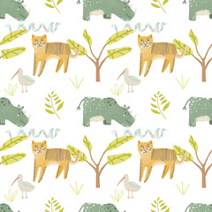 jungle zoo seamless pattern