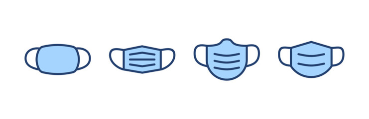 Mask icon vector. Medical mask sign and symbol. Man face with mask icon. Safety breathing mask