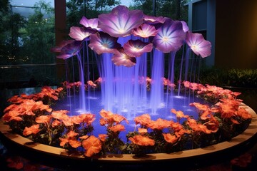 flower fountain formed using technology. Generative AI