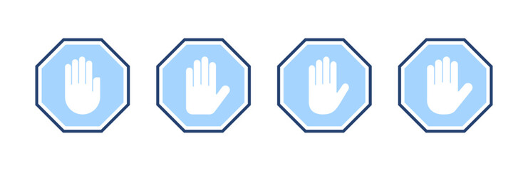 Obraz premium Stop icon vector. stop road sign. hand stop sign and symbol. Do not enter stop red sign with hand