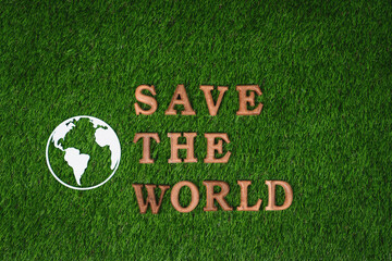 Eco awareness campaign for Earth day concept showcase message arranged in Save Earth on biophilic...