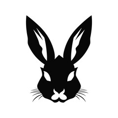 Angry  Bunny Face Black Color Vector