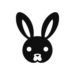 Cute Bunny Face Black Color Vector