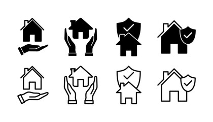 Naklejka premium Home insurance icon vector. home shield protect logo