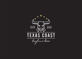 vintage longhorn buffalo, cow, bull logo design for your business ranch