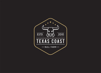 vintage longhorn buffalo, cow, bull logo design for your business ranch